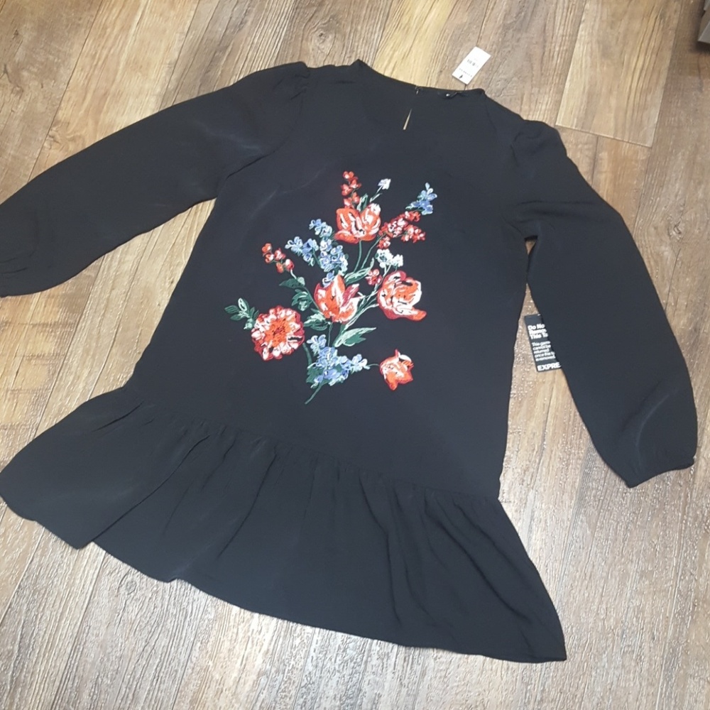 Express Floral Embroidered Dress NWT